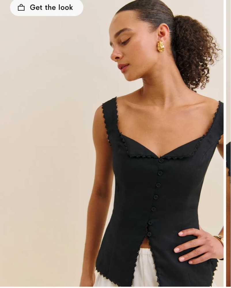 Reformation Viola Linen Top - Black - Image 1