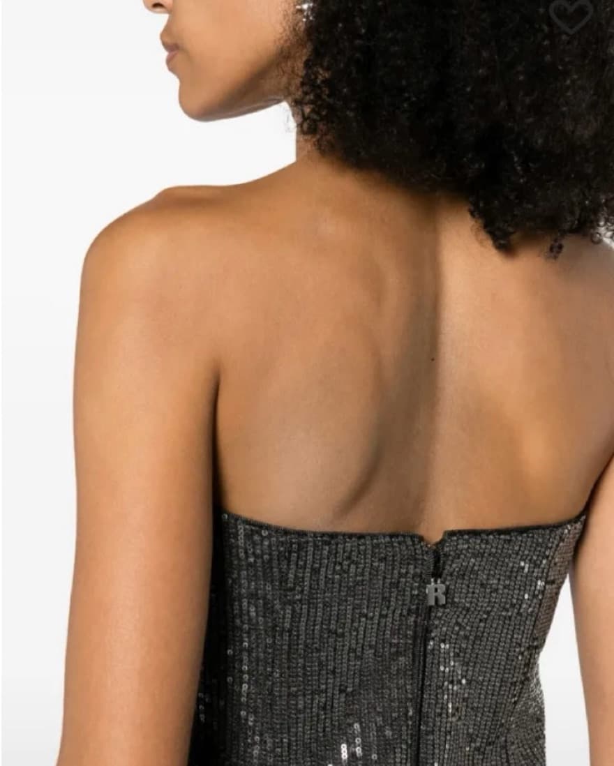 ROTATE Strapless Black Sequin Mini Dress - Image 3
