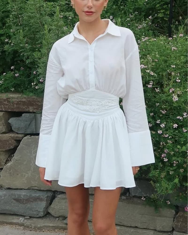 White Shirt Mini Dress - Image 1