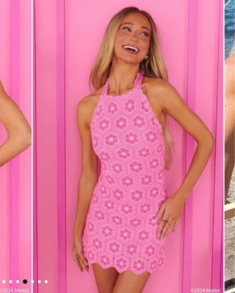 Show Me Your Mumu Pink Crochet Dress - Image 1