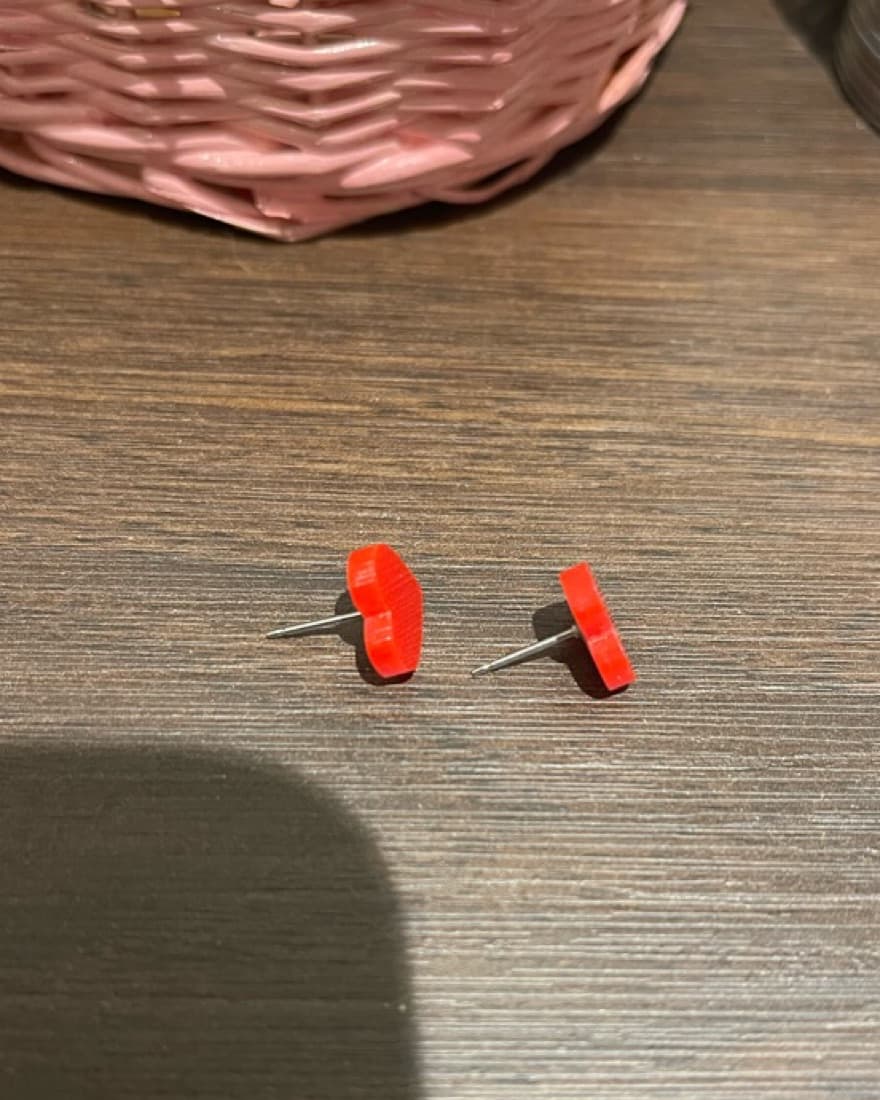 Red Heart Stud Earrings - Image 3