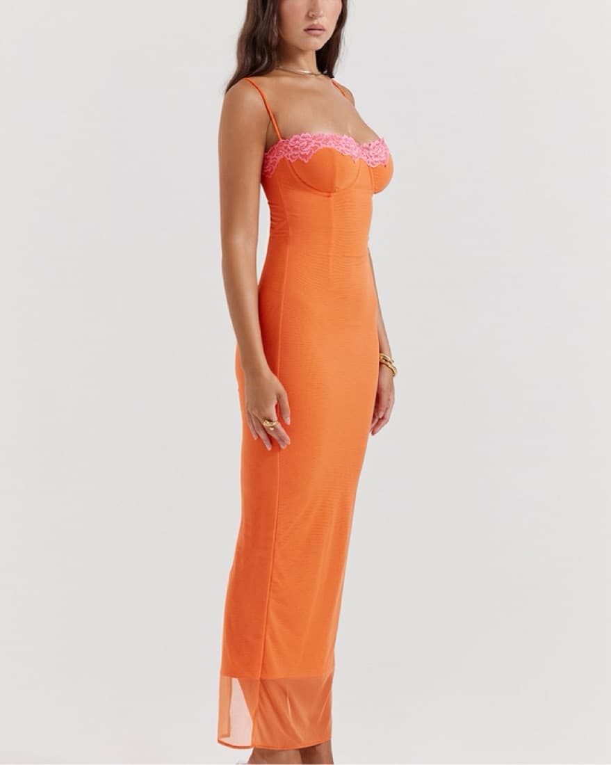AIZA FLAME ORANGE MAXI DRESS - Image 4