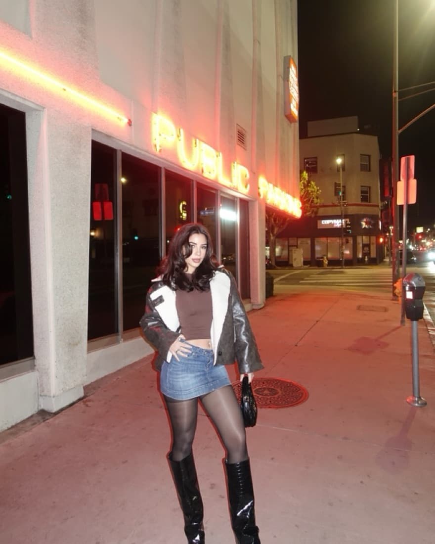 Edgy Faux Leather and Shearling Jacket - Image 1