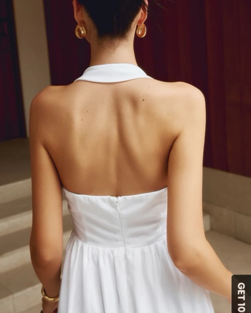 Elegant White Halter Maxi Dress - Image 5