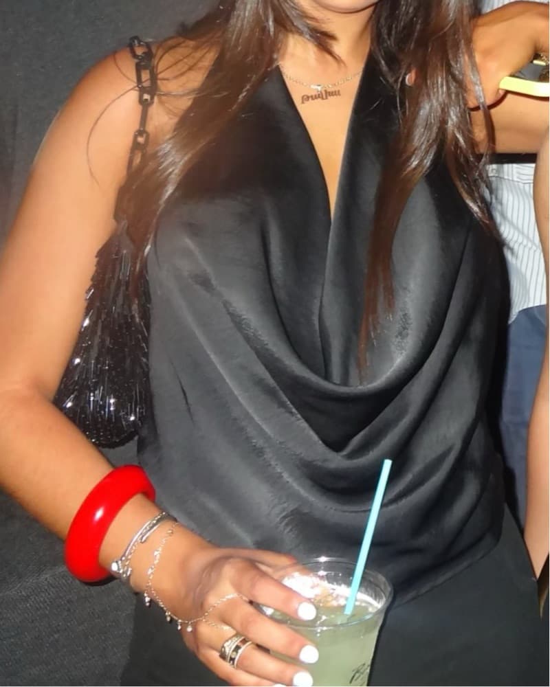 Zara Draped Cowl Neck Satin Top - Image 2