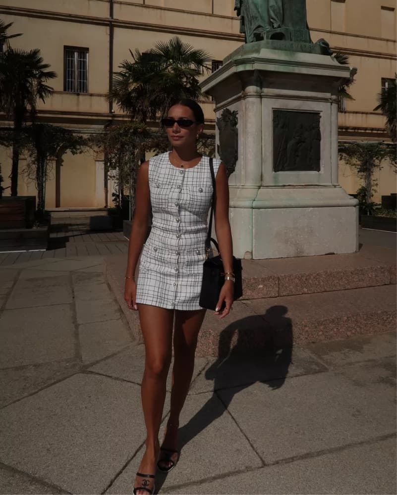 SAME Grace White Tweed Dress - Image 1