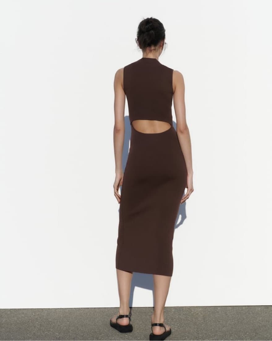 Zara Cutout Bodycon Knit Midi Dress - Image 2