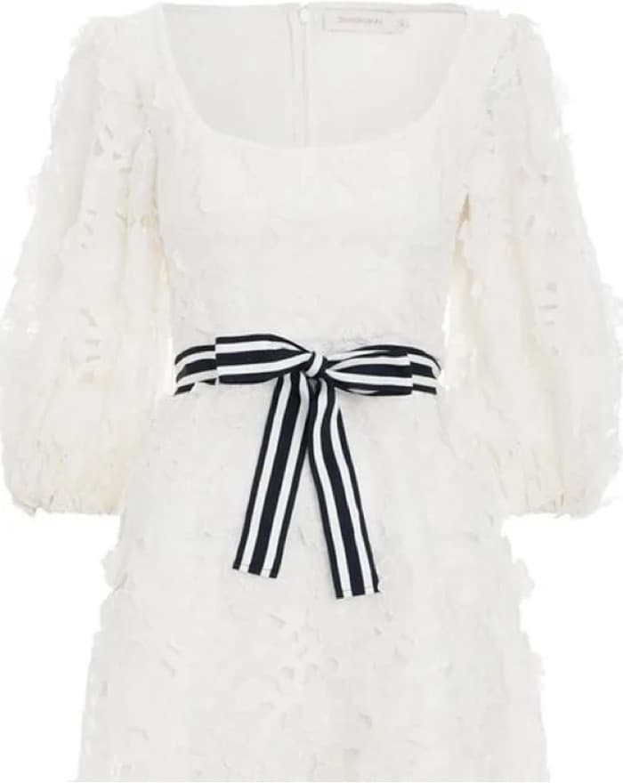 Zimmerman White Applique Belted Dress - Image 2