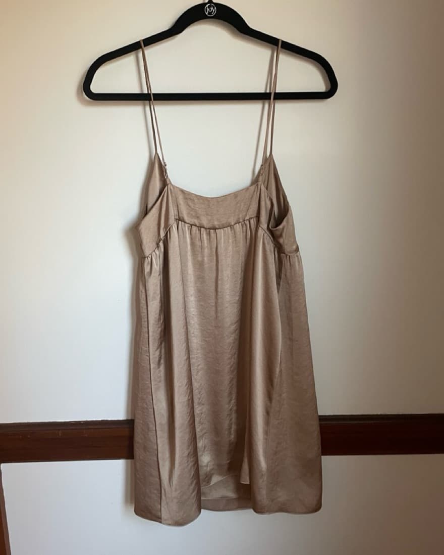 Champagne Satin Mini Dress - Image 3