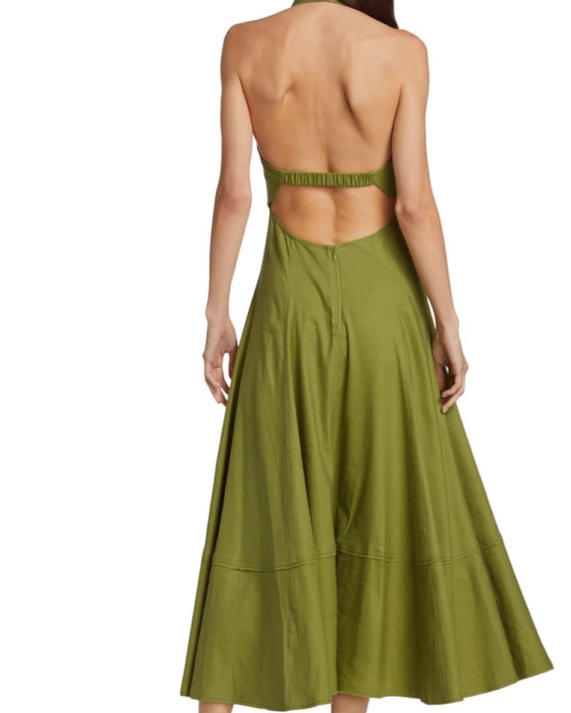 Elegant Olive Green Halter Gown - Image 3