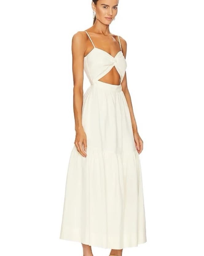 Shona Joy Cecilia Twist Bodice Midi Dress in Cream - Image 5