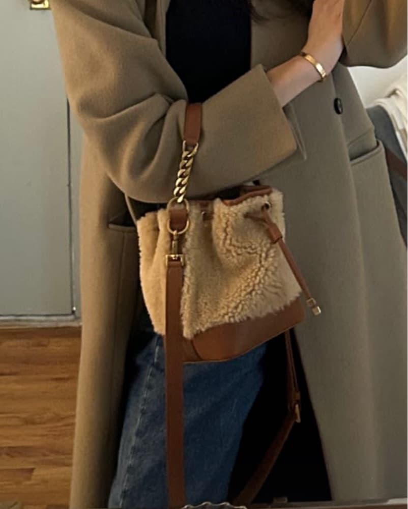 Saint Laurent Shearling Bucket Bag - Image 2