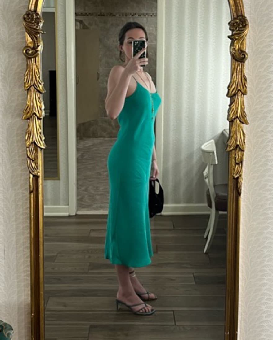cupro silky slip green dress - size 4  - Image 3