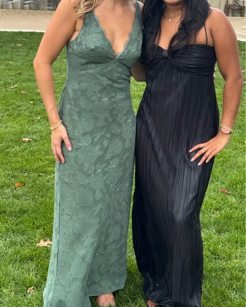  Lace Long Sage Green Dress  - Image 2
