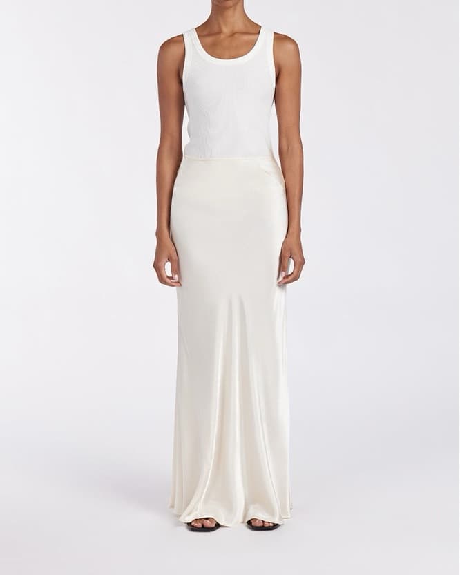 DISSH Cream Satin Maxi Skirt - Image 2