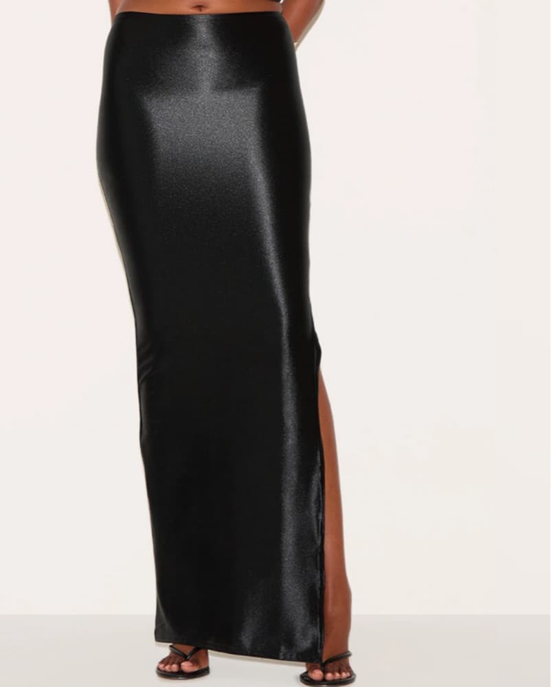 Pretty Little Things Black Satin Skirt  - Image 3