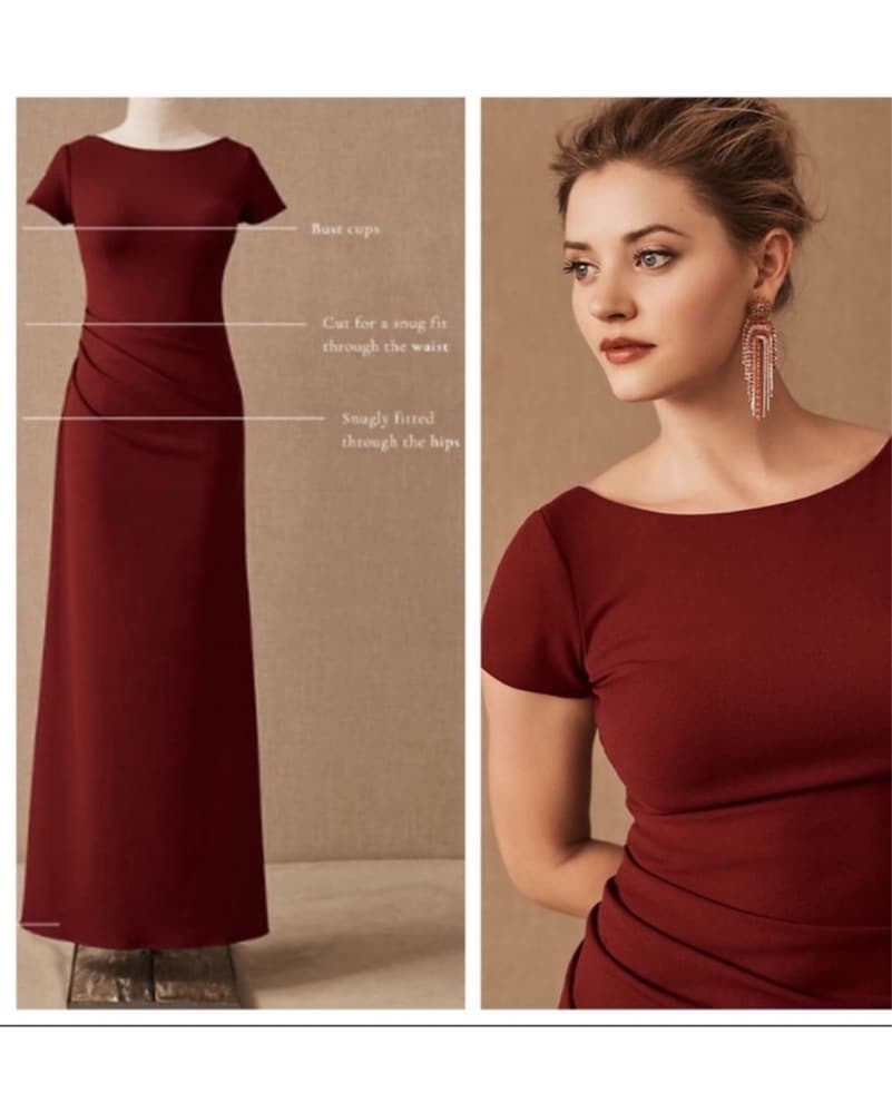 BHLDN Burgundy cap sleeve maxi dress - Image 3