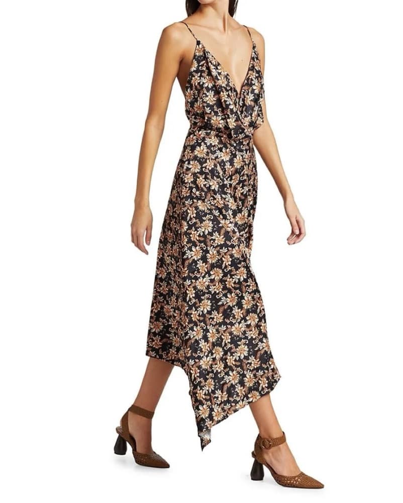 Western Dress | Satin Floral Midi Dress | Welcome Party Dress - Image 2
