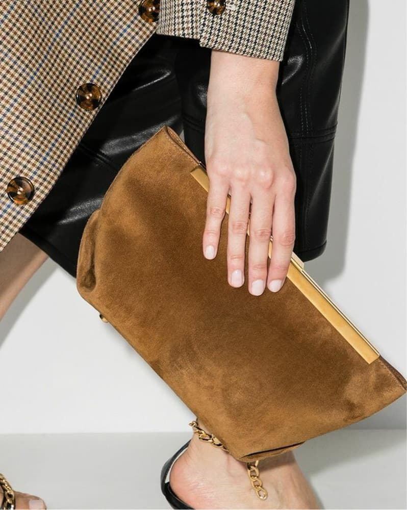KHAITE Aimee Caramel Suede Clutch - Image 4