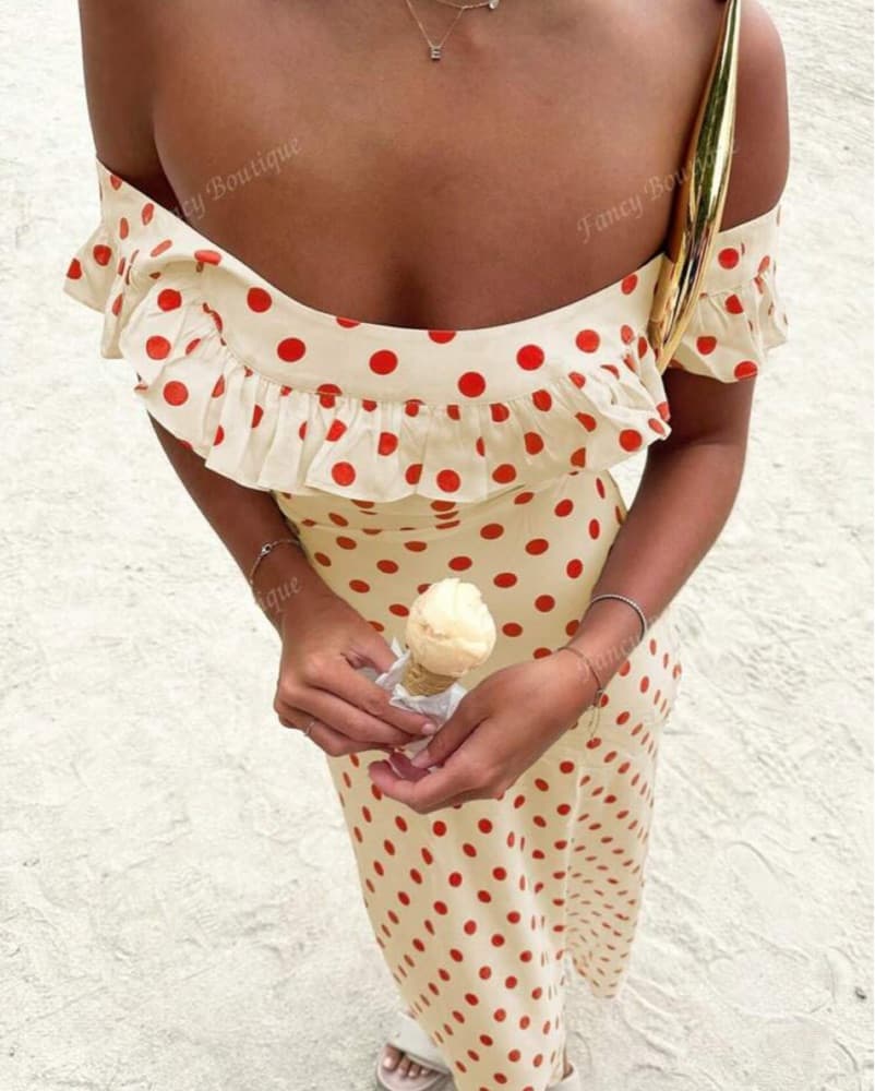 Red Polka Dot Maxi Dress - Image 1
