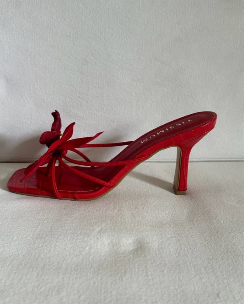 Red Flower Heeled Sandals - Image 4