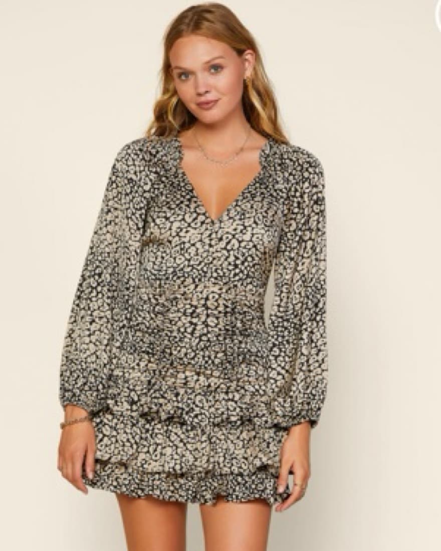 SKIES ARE BLUE Alana Leopard Ruffled Dre - Image 1