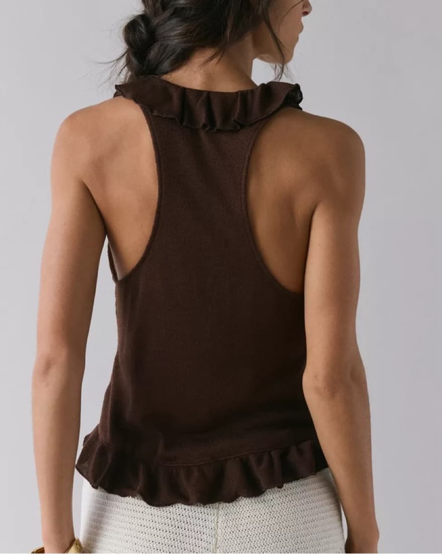 Boho Ruffle Tank Brown - Image 2