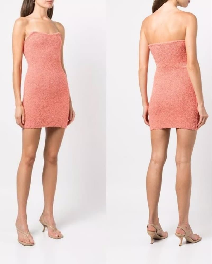 Plush Coral Bandeau Mini Dress - Image 2