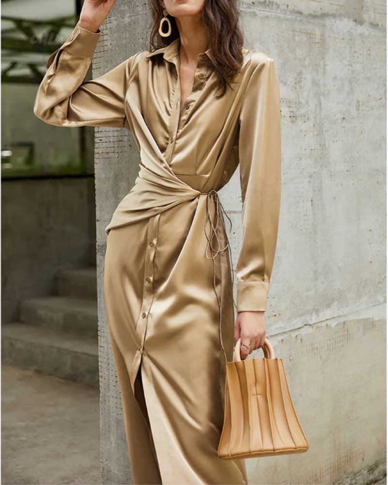 Gold Wrap Tunic Dress - Image 1