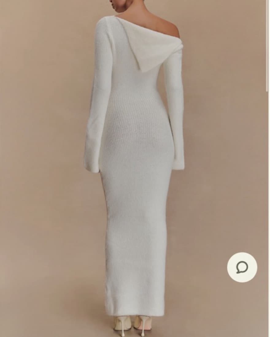 Elegant One-Shoulder Knit Maxi Dress - Image 2