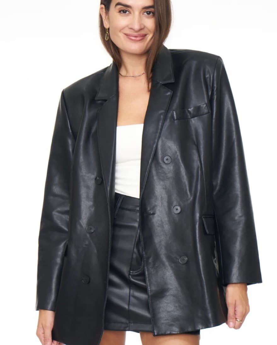 Oversized Pistola Faux Leather Blazer - Image 3