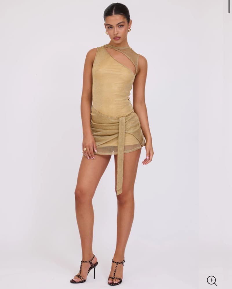 Tigermist Azelma Gold Ruched Dress - Image 1
