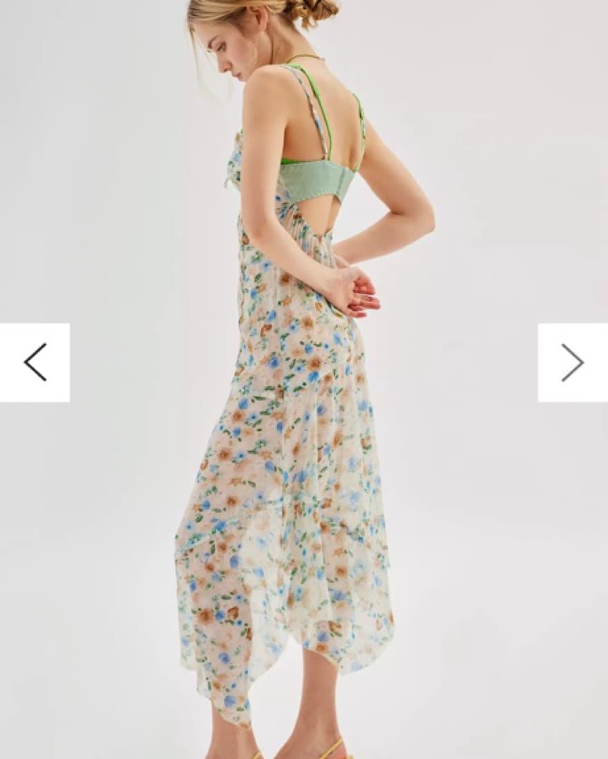 UO Priscilla Sheer Seamed Floral Midi - Image 2