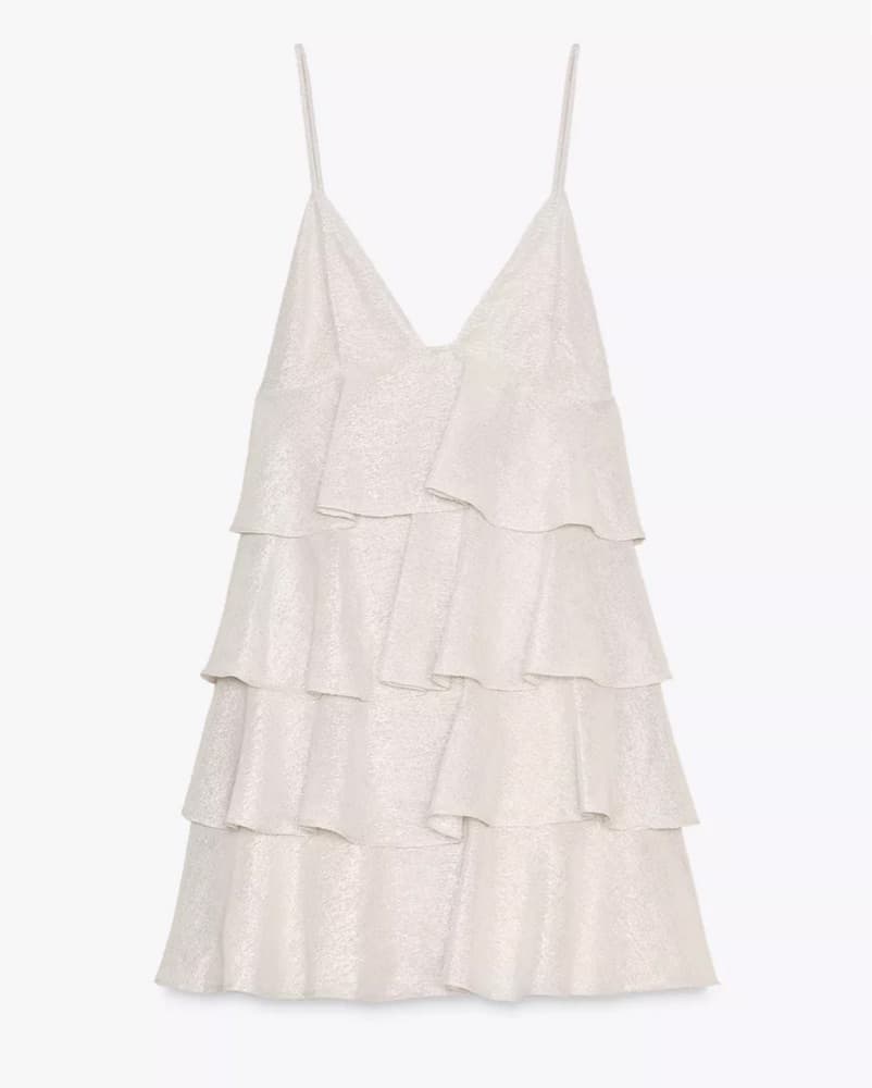 Silver Sparkly Ruffle Zara Dress - Image 3