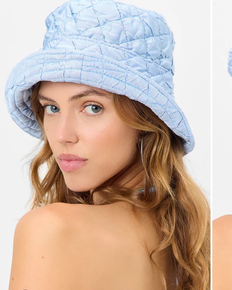 Hat And Matching Blue Quilted Bikini  - Image 5