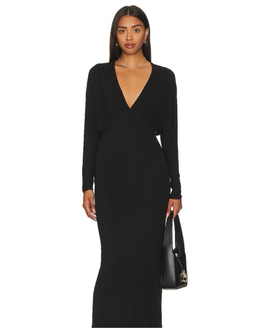 Revolve Sleek Black Wrap Maxi Dress - Image 1