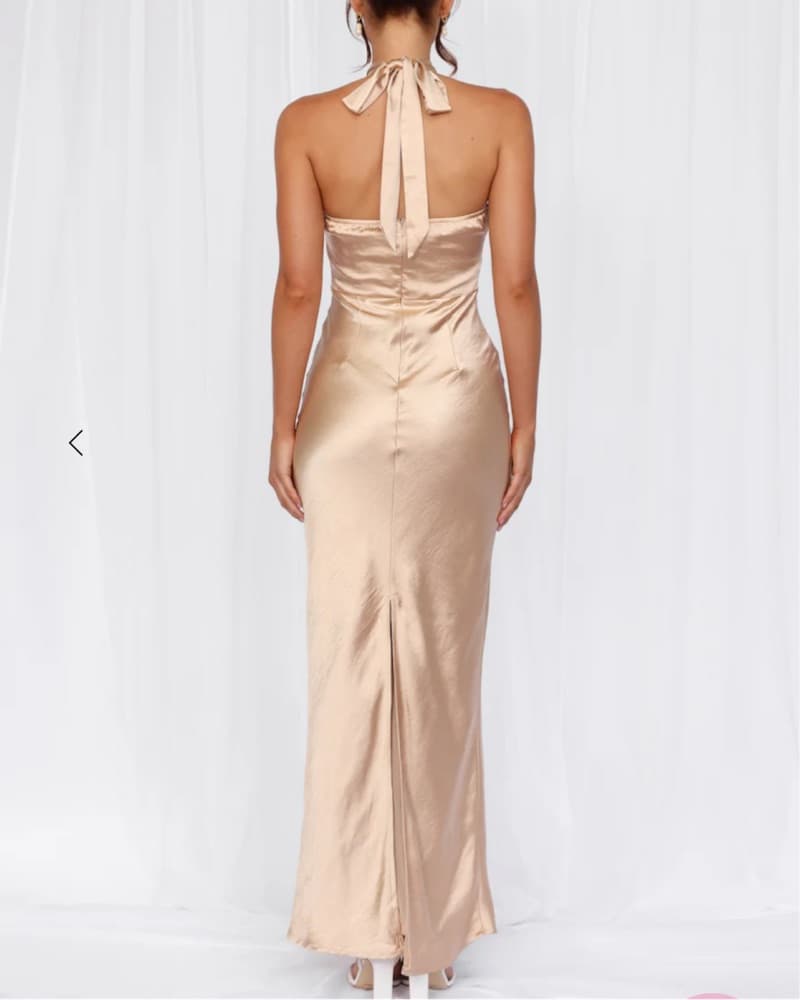 Stunning Champagne Halter Gown - Image 4