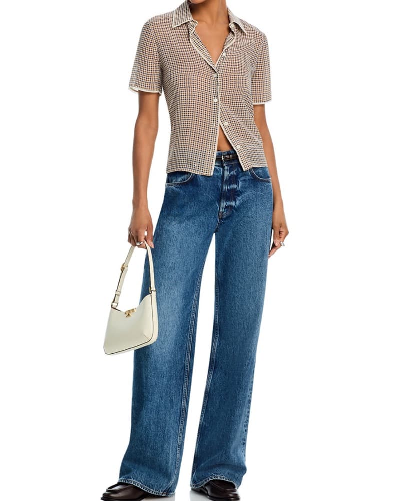 FRAME Houndstooth Silk Top - Image 2