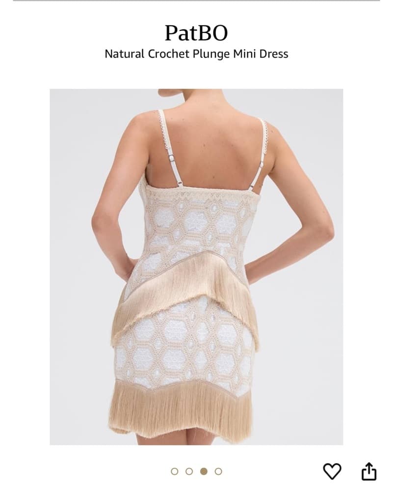  PatBo Natural Crochet Plunge Mini Dress - Image 3