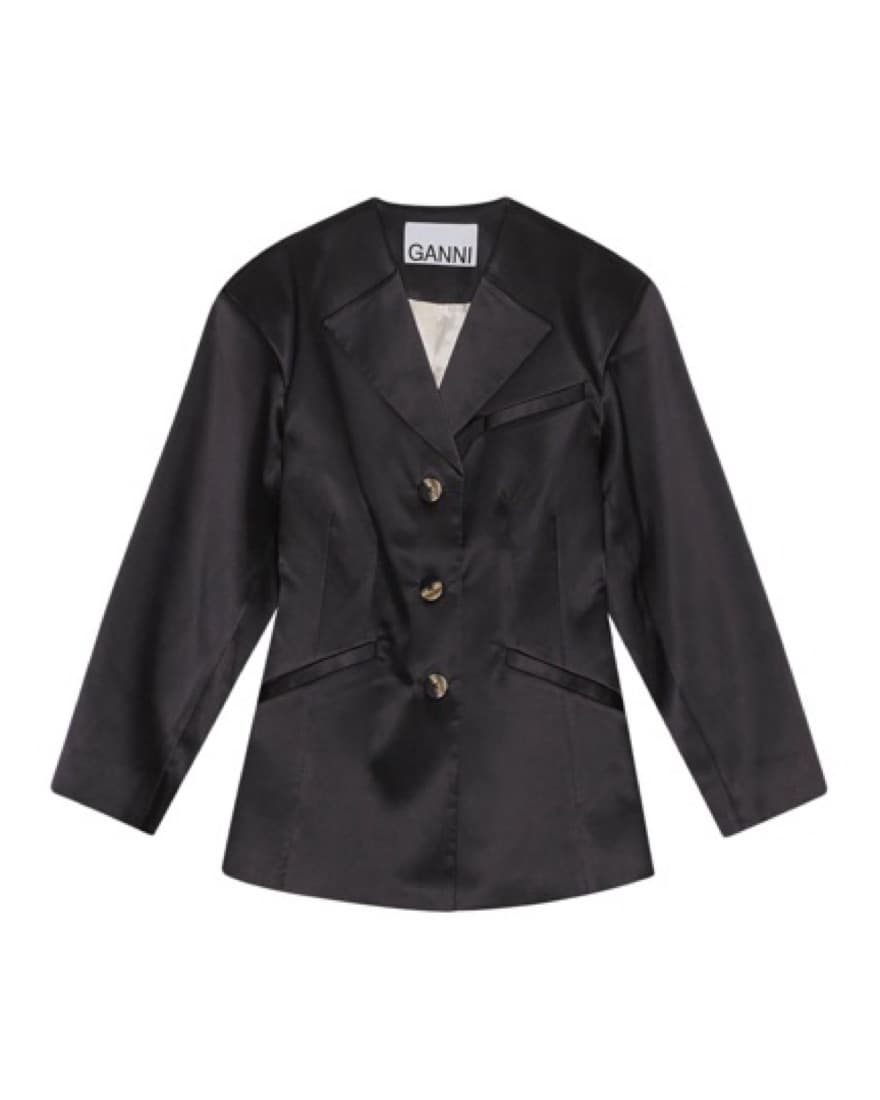 Ganni Oversized Satin Blazer - Image 1