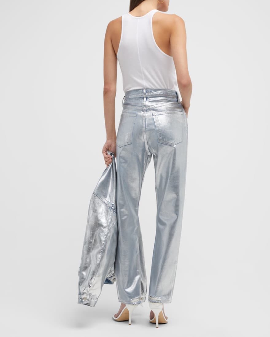 Agolde Straight Leg Metallic Jeans - Image 3