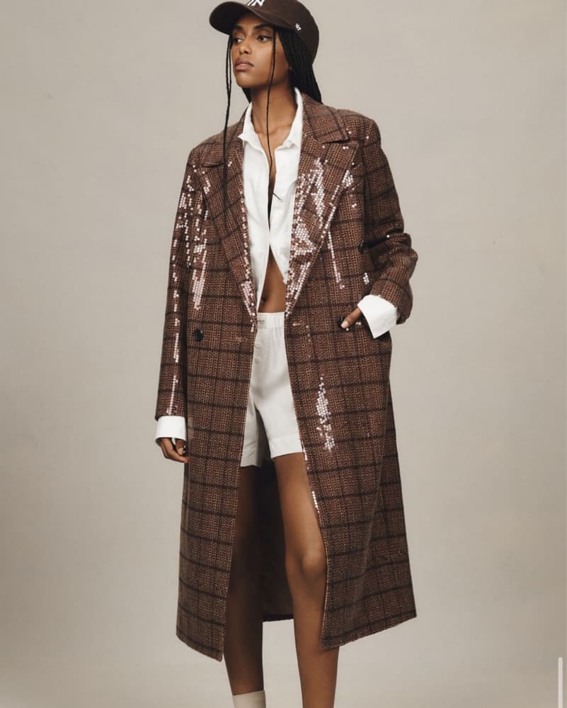 Sequin Plaid Coat - Image 1
