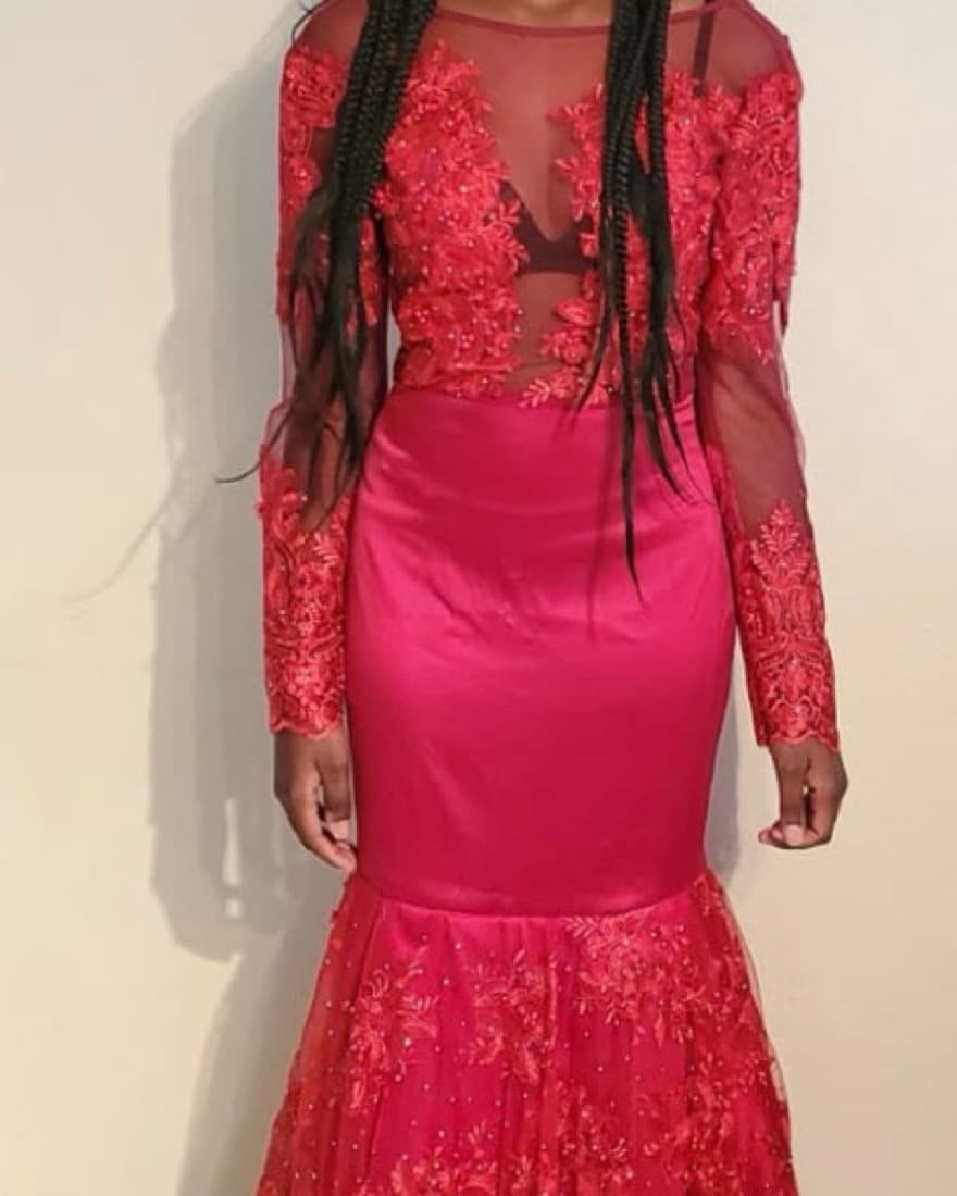 Custom Red lace prom Dress - Image 1