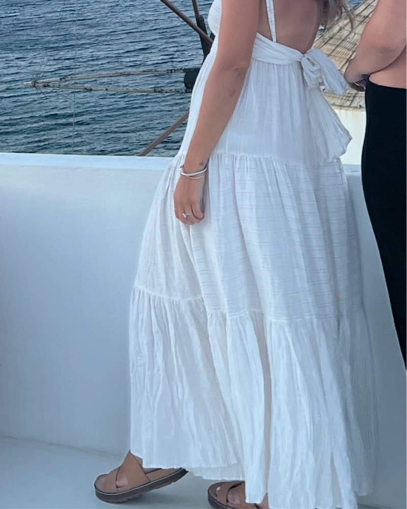 Elegant White Tiered Maxi Dress - Image 1
