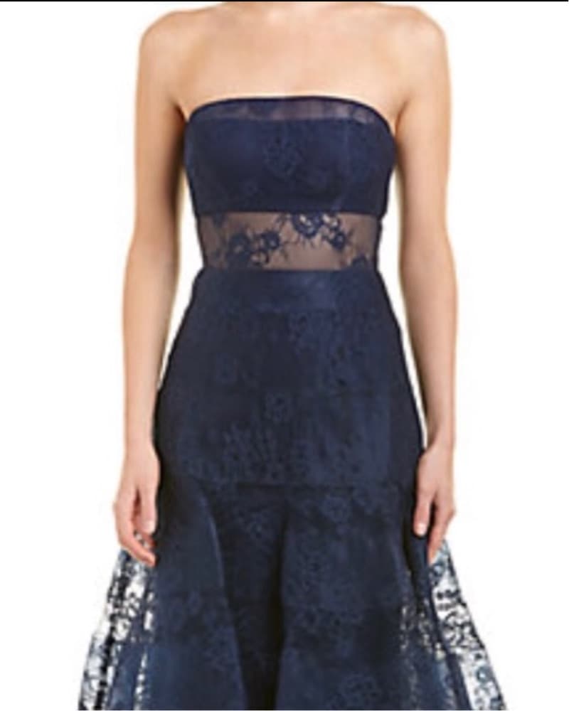 Elegant Navy Lace Gown - Image 2