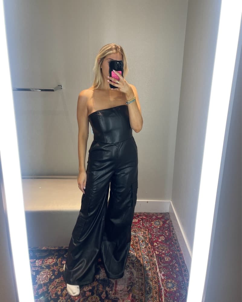 Leather Strapless Jumpsuit - Image 2