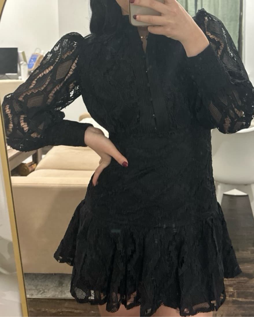 Revolve Black Lace Long Sleeve Dress  - Image 2