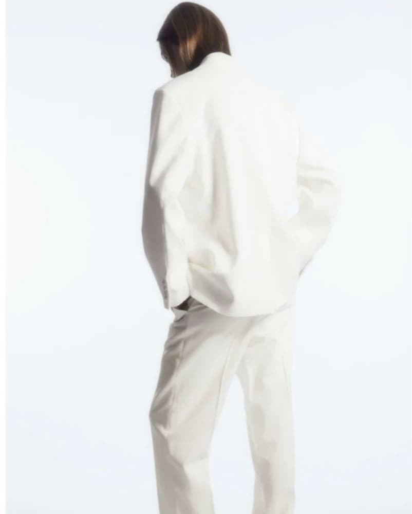 COS Minimalist Crepe Blazer - Ecru - Image 2