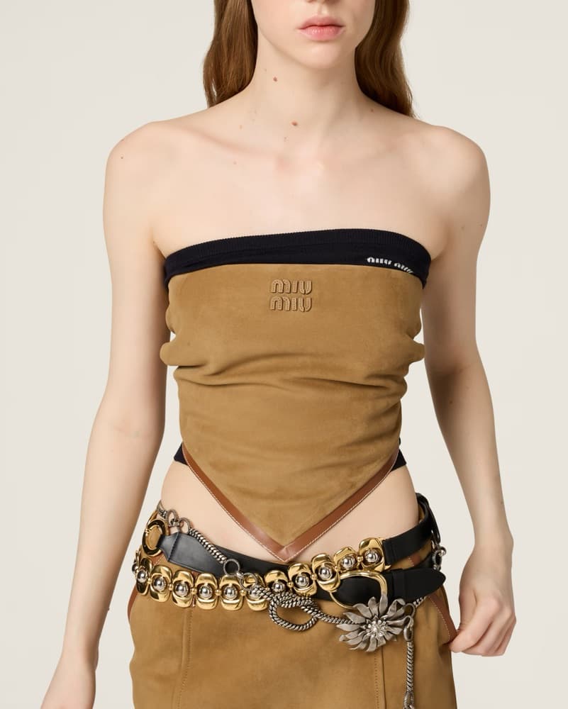 Miu Miu Suede Leather Bandana Top by Miu Miu | Pickle