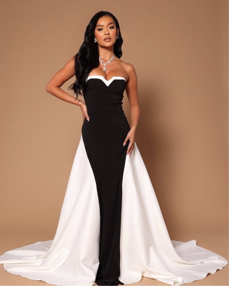 Stunning Black and White Gown - Image 1